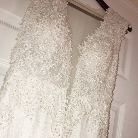 Designer Sheer Beaded Wedding Dress - Picture 2 of 4